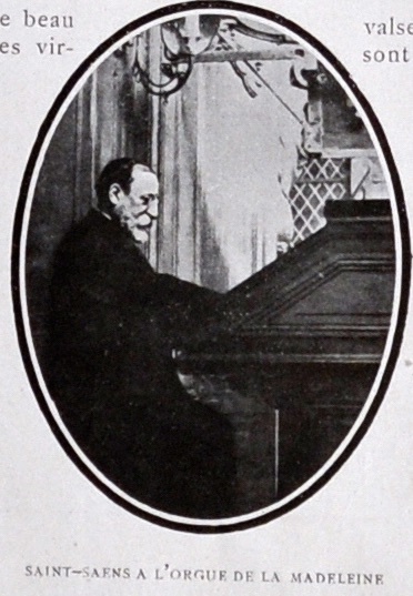 Photograph of Saint-Saëns at the Organ of La Madeleine Church